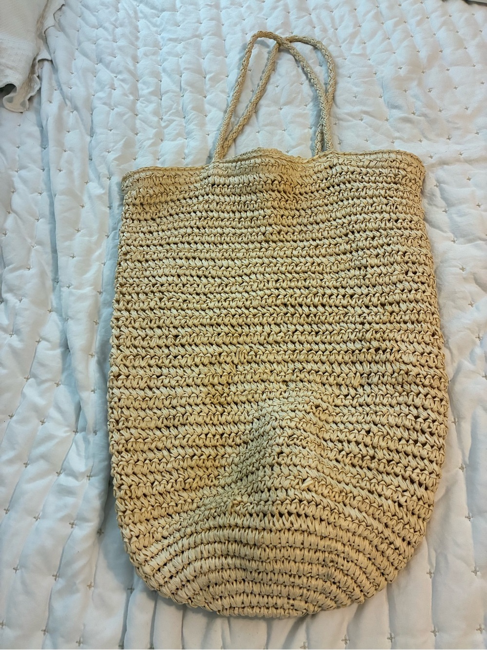 Woven Straw faux Jenni Kayne lookalike Tote Bag - Natural